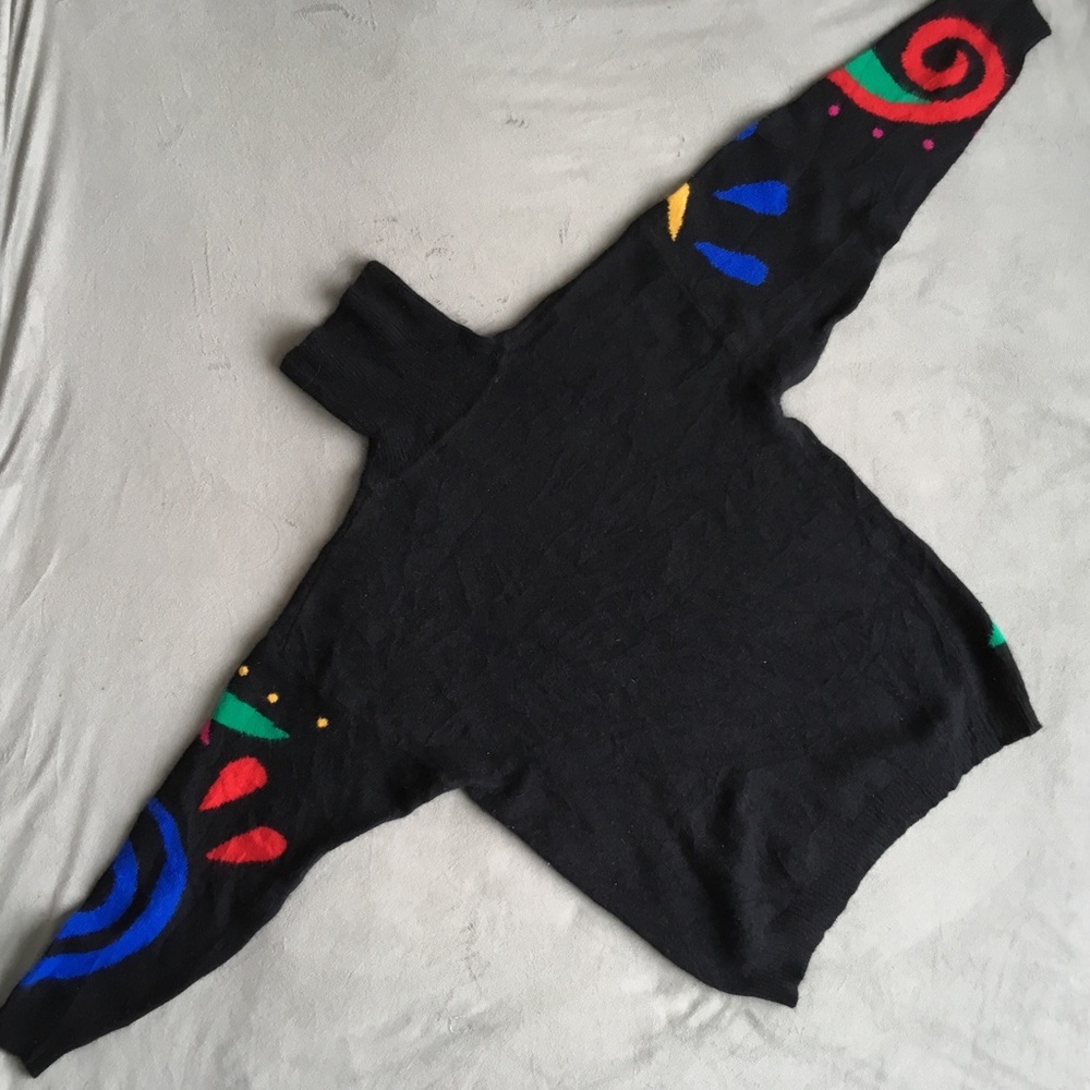 90’s VTG Angora Lambswool Colorful Turtleneck - Picture 4 of 8
